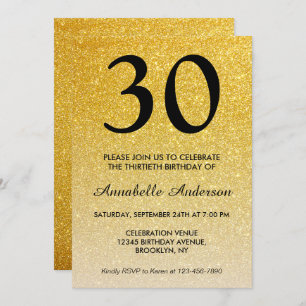 Jeglicher Schwarz-Gold-Glitzer Sparkle Ombre Gebur Einladung