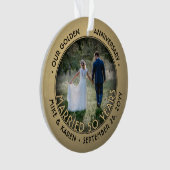 Jeglicher Text 2 Foto Golden 50. Wedding Anniversa Ornament (Vorderseite)