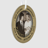 Jeglicher Text 2 Foto Golden 50. Wedding Anniversa Ornament (Vorderseite)