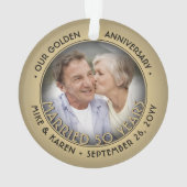 Jeglicher Text 2 Foto Golden 50. Wedding Anniversa Ornament (Rückseite)