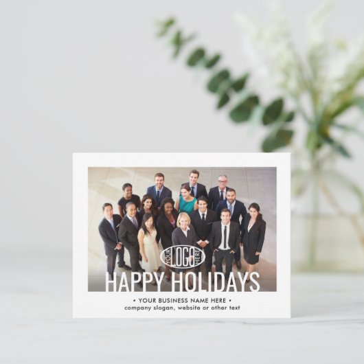 Jeglicher Text-Business-Werbespot für 2 Fotos Ankündigungspostkarte (Stehend Vorderseite)