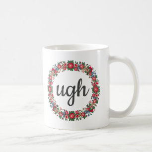 Jeglicher Text über Skript Niedliche florale Sarc Kaffeetasse