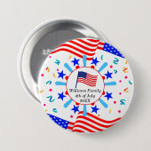 Jeglicher Text USA Flag Independence Day 4. Juli Button (Vorne & Hinten)