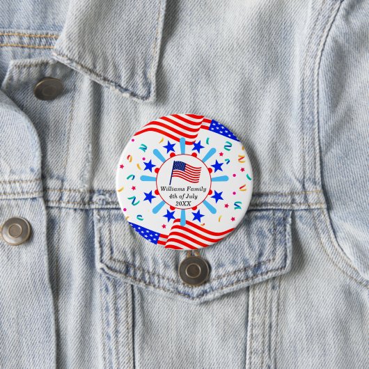 Jeglicher Text USA Flag Independence Day 4. Juli Button (Beispiel)