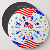 Jeglicher Text USA Flag Independence Day 4. Juli Button (Vorne & Hinten)