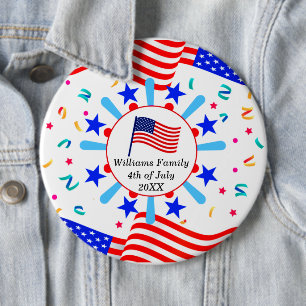 Jeglicher Text USA Flag Independence Day 4. Juli Button