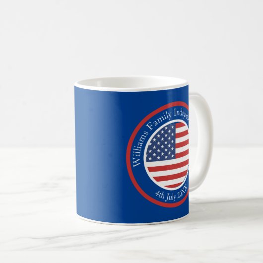 Jeglicher Text USA Flag Independence Day 4. Juli Kaffeetasse (VorderseiteRechts)