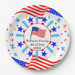 Jeglicher Text USA Flag Independence Day 4. Juli Pappteller