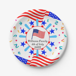 Jeglicher Text USA Flag Independence Day 4. Juli Pappteller