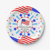Jeglicher Text USA Flag Independence Day 4. Juli Pappteller (Vorderseite)
