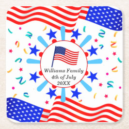 Jeglicher Text USA Flag Independence Day 4. Juli Rechteckiger Pappuntersetzer