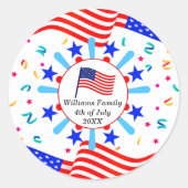 Jeglicher Text USA Flag Independence Day 4. Juli Runder Aufkleber (Vorderseite)