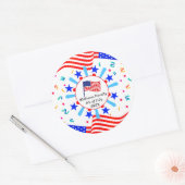 Jeglicher Text USA Flag Independence Day 4. Juli Runder Aufkleber (Umschlag)