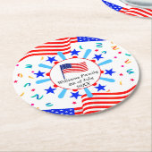Jeglicher Text USA Flag Independence Day 4. Juli Runder Pappuntersetzer (Angewinkelt)