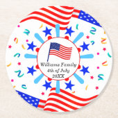 Jeglicher Text USA Flag Independence Day 4. Juli Runder Pappuntersetzer (Vorderseite)