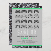 Jeglicher Videospiellevel Up Gamer Geburtstag Einladung (Vorne/Hinten)