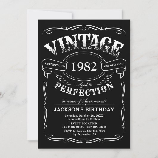 Jeglicher Vintager Whiskey zum Geburtstag Einladung (Vorderseite)