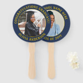 Jeglicher Zitat 2 Foto Navy Blue Gold Yellow Absch Fächer (Vorne und Hinten)