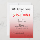 Jeglicher Zweck Party Feier rot Einladung (Rückseite)