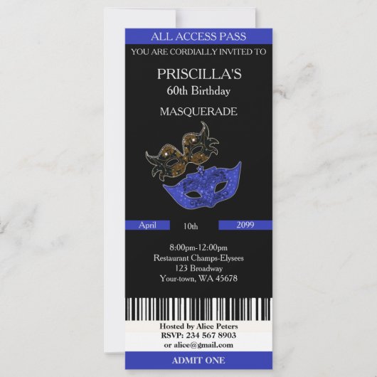 Jegliches Alter, 60. Einladungsticket Geburtstagsf Einladung (Vorderseite)