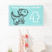 Jegliches Alter Aquamarin T Rex Dinosaurier Geburt Banner (Insitu)