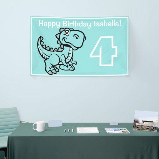 Jegliches Alter Aquamarin T Rex Dinosaurier Geburt Banner (Messeveranstaltung)