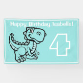 Jegliches Alter Aquamarin T Rex Dinosaurier Geburt Banner (Horizontal)