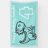 Jegliches Alter Aquamarin T Rex Dinosaurier Geburt Banner (Vertikal)