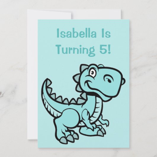 Jegliches Alter Aquamarin T Rex Dinosaurier Geburt Einladung (Rückseite)