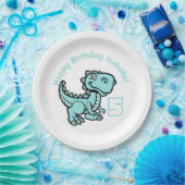 Jegliches Alter Aquamarin T Rex Dinosaurier Geburt Pappteller (Party)
