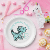 Jegliches Alter Aquamarin T Rex Dinosaurier Geburt Pappteller (Party)