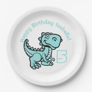 Jegliches Alter Aquamarin T Rex Dinosaurier Geburt Pappteller