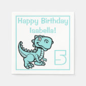 Jegliches Alter Aquamarin T Rex Dinosaurier Geburt Serviette (Vorderseite)