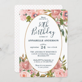 Jegliches Alter Elegante Blütenrosa Blush Gold Geb Einladung