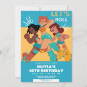 Jegliches Alter Retrowalze Skate Mädchen Geburtsta Einladung (Vorderseite)