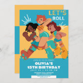 Jegliches Alter Retrowalze Skate Mädchen Geburtsta Einladung (Vorne/Hinten)