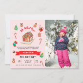 Jegliches Alter rosa Lebkuchen Weihnachten Geburts Einladung (Vorderseite)