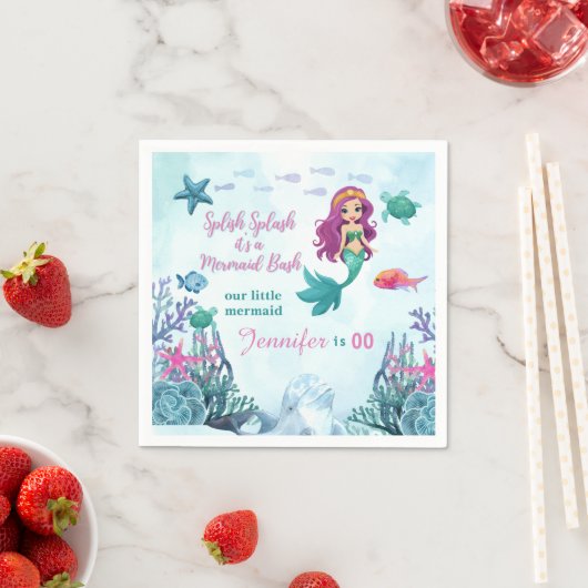 Jegliches Alter Splish Splash Bash Meerjungfrau Ge Serviette (Beispiel)