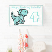 Jegliches Alter weiß und Aquamarin T Rex Dinosauri Banner (Insitu)