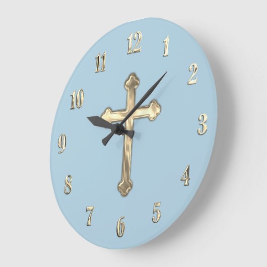 Jegliches farbiges Hintergrund-Gold-Cross Große Wanduhr (Winkel)