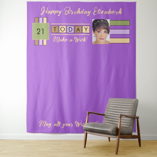Jegliches Foto lila Geburtstagsfeier Wandteppich (Beispiel)