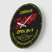 Jegliches Gartendatum Gelb rotes Retro Schwarz Große Wanduhr (Winkel)