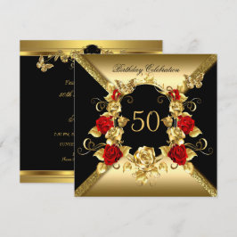Jegliches Geburtstag Elegante Gold Rote Rosen Schw Einladung