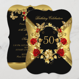 Jegliches Geburtstag Elegante Gold Rote Rosen Schw Einladung