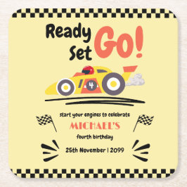 Jegliches Geburtstags-fertiges Set geht gelb Race Rechteckiger Pappuntersetzer