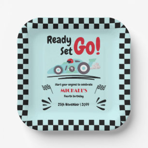 Jegliches Geburtstags-fertiges Set Go Blue Race Ca Pappteller