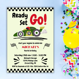 Jegliches Geburtstagsfertige Set geht zu einem grü Einladung