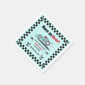 Jegliches Geburtstagsrennen auf blauem Rennwagen Serviette (Ecke)