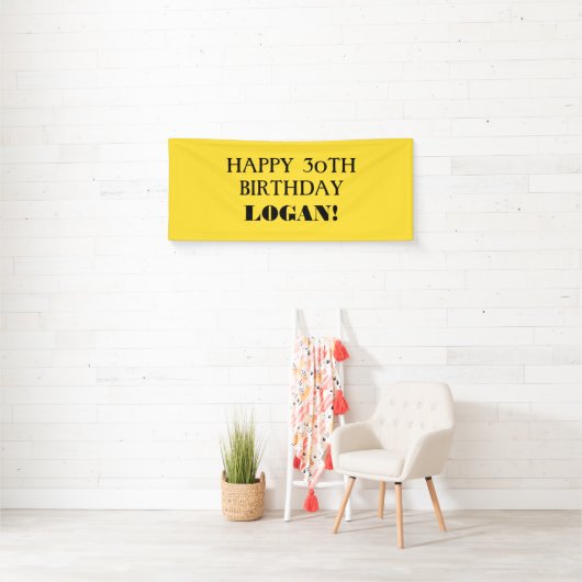 Jegliches gelbes schwarzes Happy Birthday Banner (Insitu)