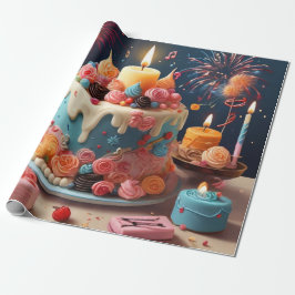 Jegliches gelungene Geburtstags-Pink Cake Candle Geschenkpapier